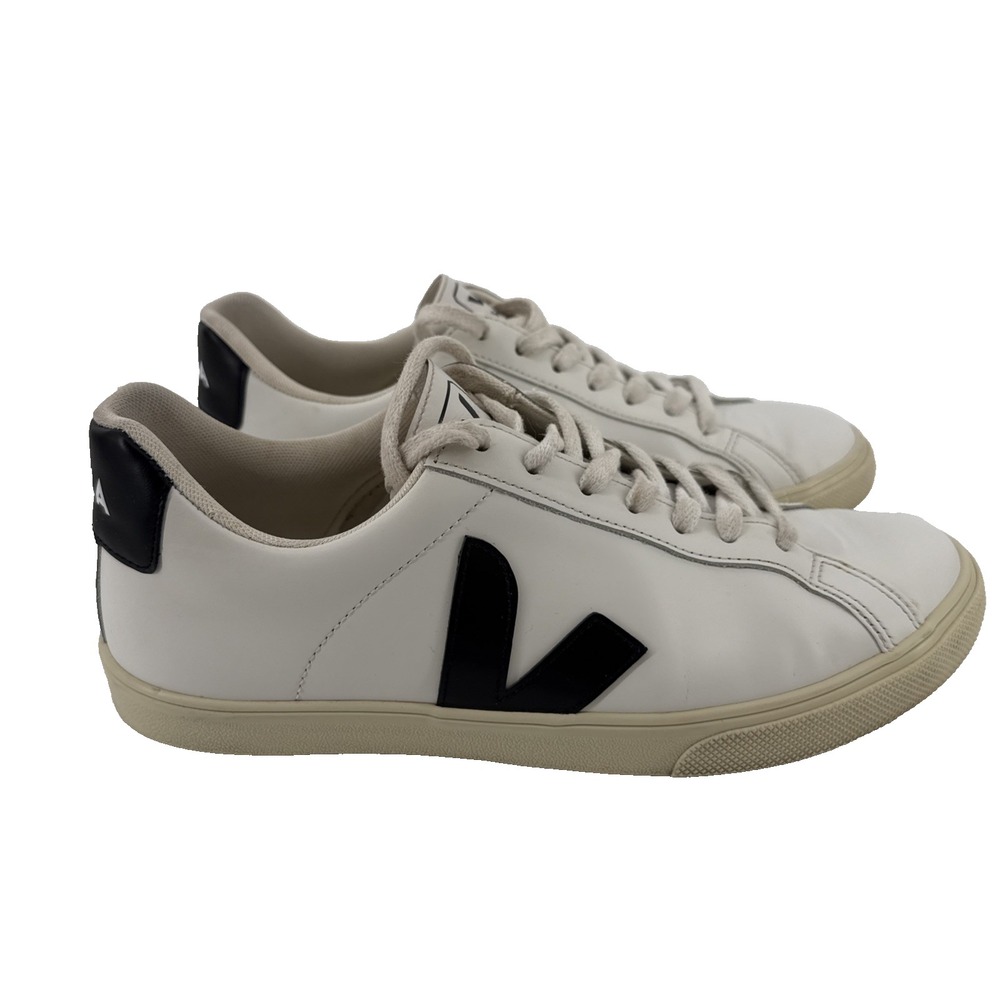 VEJA Esplar Sneakers Women 8 White Black Leather Low Top Lace Up Brazil